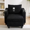 KTMBDW Convertible Sofa, Corduroy Chaise Lounge Sofa with 2 Cup Holders and Phone Holder, Armrests with Built-in Storage  for Bedroom - 3 of 4