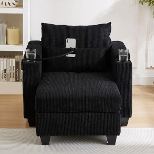 YOOCOZZ 37.4" Convertible Chaise Lounge Sofa Bed with USB Ports, Cup Holders, Phone Holder & Storage - 1 of 4