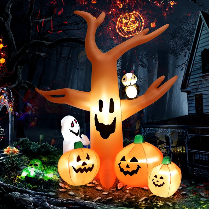 Costway 8 FT Halloween Inflatable Dead Tree w/ Pumpkins Blow up Yard Decoration, 1 of 9