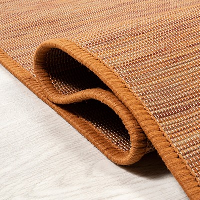 Ethan Modern Flatweave Solid Orange 6' Square Synthetic Rug