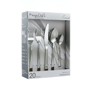 MegaChef Cravat 20 Piece Flatware Utensil Set, Stainless Steel Silverware Metal Service for 4 in Silver - 1 of 4