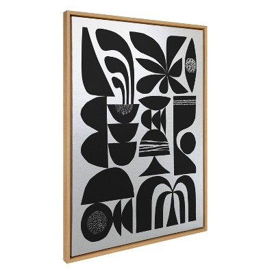 Kate & Laurel All Things Decor 28"x38" Sylvie MCM Plant BW Framed Metallic Canvas Wall Art: Rachel Lee Design