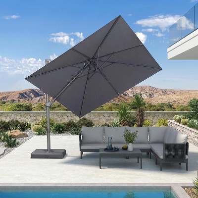 PURPLE LEAF Cantilever Patio Umbrella Outdoor Offset Umbrella with 3 Years Fade Resistance Recycled Fabric With Base