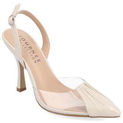 Journee Collection Womens Ivyann Vegan Leather and Lucite Stiletto Pumps