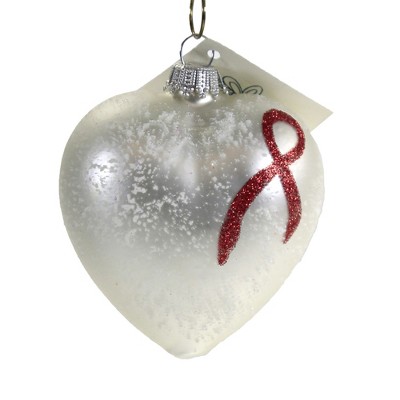 Larry Fraga Heart With Red Ribbon Ornament Christmas Red Ribbon  -  Tree Ornaments