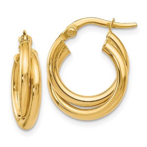 Black Bow Jewelry 4mm Crossover Double Round Hoop Earrings in 14k Yellow Gold, 17mm - 1 of 4