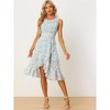 Allegra K Women's Wrap Ruffle High Low Hem Round Neck Keyhole Back Sleeveless Floral Dress - 2 of 4