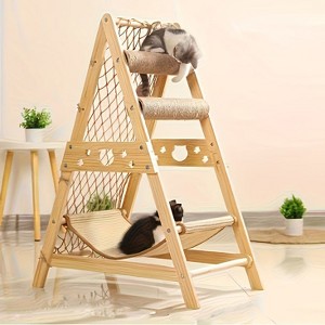 Aortzio 33.5"H 6-in-1 Wooden Cat Tree Tower with Many Activity Facilities - 1 of 4