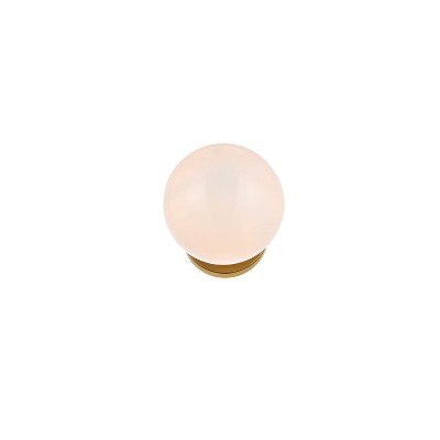 Brass and Frosted White Round Glass Sconce