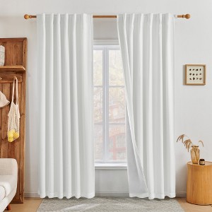 Deconovo Faux Linen Blackout Curtains 2 Panels Back Tab Rod Pocket - 1 of 4