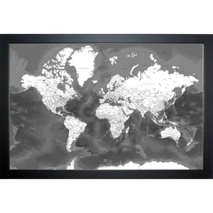 Home Magnetics Modern World Map - XL Black/Distressed - 1 of 3
