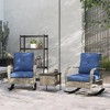 Resenkos 3 Pieces Wicker Patio Furniture Set, A Square Garden Table And Two Rocking Chairs, Gray - 2 of 4