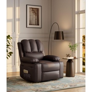 Jojoka 27'' Oversized Recliner Chair for Adults, Manual PU Leather Sofa with Cup Holders & Pockets for Living Room - 1 of 4