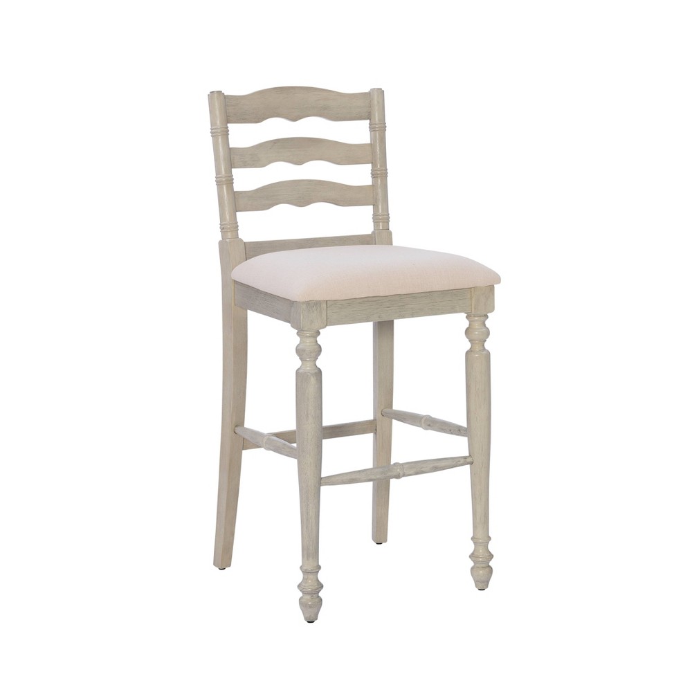 Photos - Chair Linon Marino Padded Seat Barstool 30" Height, Farmhouse Design, : Rubberwood Frame, Linen Weave 