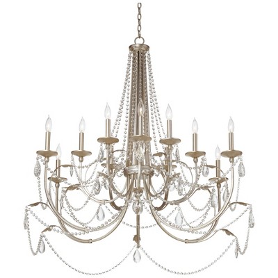 Silver Leaf 12-Light Crystal Beaded Chandelier
