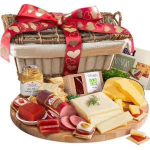 GreatFoods Meat and Cheese Valentines Gift Basket to Capture the Heart of Someone Special A Must Have for Meat & Cheese Snackers - 1 of 1
