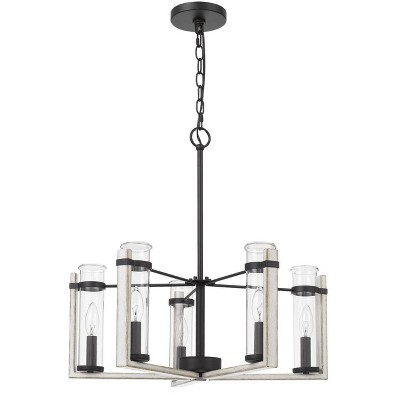 22" x 22" x 22" Olivette Metal Chandelier with Glass Shade White - Cal Lighting