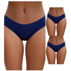 INSPIRE CHIC 3 Layers Period Leak Proof Briefs for Women's Cotton Mid-Waisted Underwear 3 Packs - 1 of 4