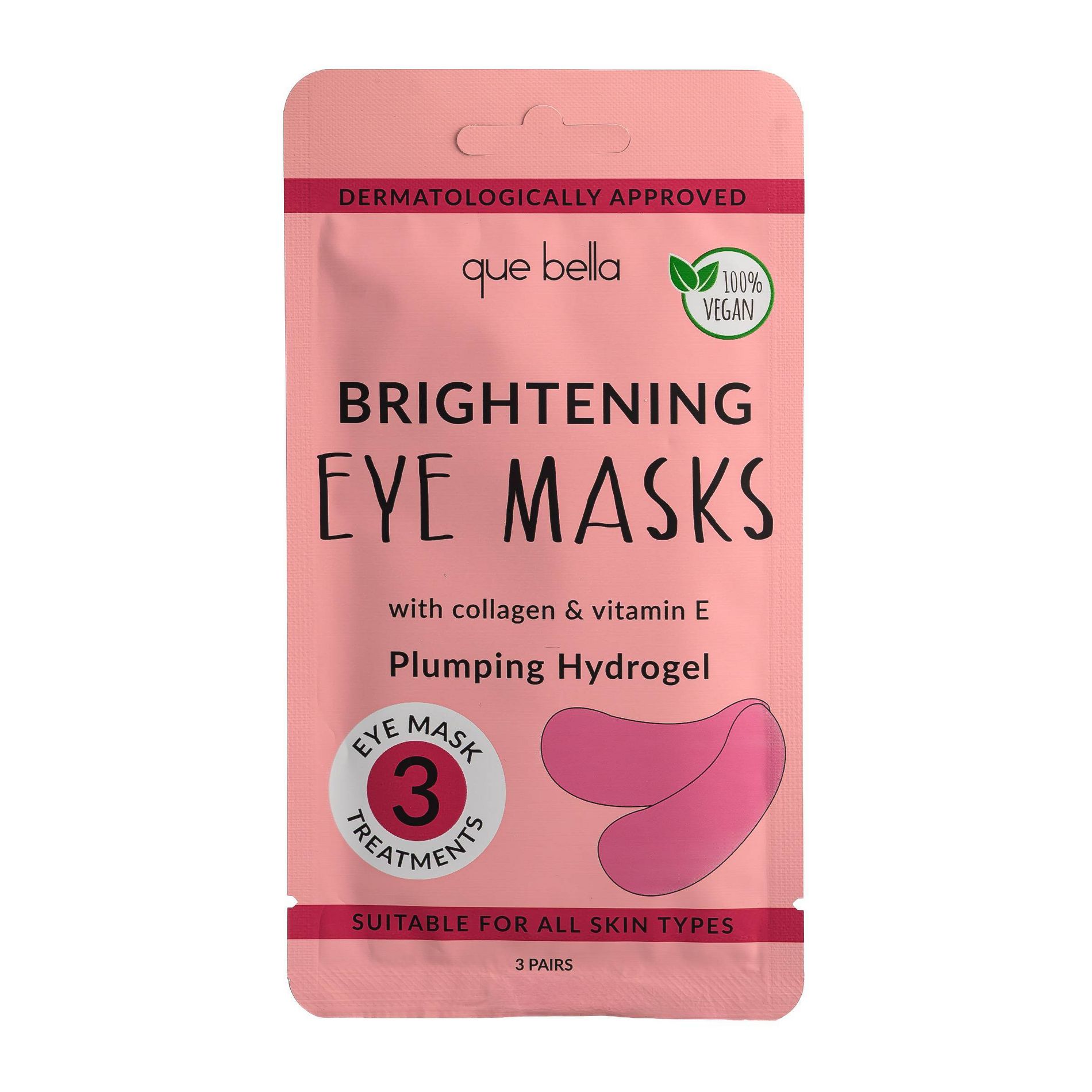Que Bella Brightening Eye Masks with Collagen & Vitamin E - 3ct