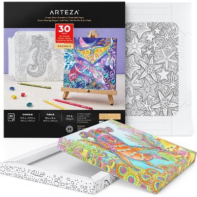 Arteza Adult Coloring Book, Floral Illustrations, 9x9 - 50 Sheets