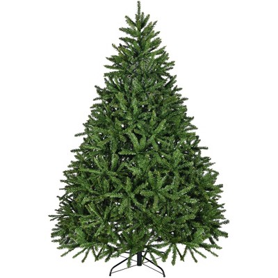NAYSAYE 7FT Artificial Christmas Tree Hinged Spruce Full Tree with Metal Stand for Home Office Party Decor, Green, 58"*58"*84"
