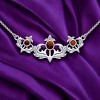 Slickblue Triple Thistle Necklace with Amethyst Gems – Sterling Silver Scottish-Inspired Jewelry with 18" Chain - 2 of 3