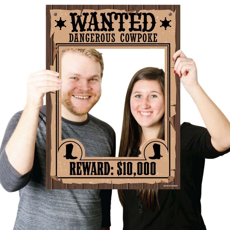 Big Dot of Happiness Western Hoedown - Wild West Cowboy Party Selfie Photo Booth Picture Frame and Props - Printed on Sturdy Material, 3 of 8