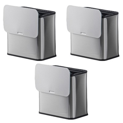 Coucheta Slim Trash Cans with Lid Set, 1.3 gal Stainless Steel Hanging Garbage Bin with Inner Bucket & Charcoal Filter for Kitchen, Bathroom&More