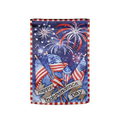 Evergreen Garden Flag Independence Day Fireworks Lustre Double Sided Indoor Outdoor Decor 18" x 12.5"