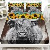 Hachikiko Highland Cow Sheet Set - 4PC Farmhouse Bedding with Fitted Sheet, Flat Sheet & 2 Pillowcases - 2 of 4