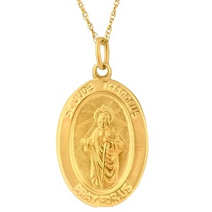 Pompeii3 14k Yellow Gold St. Jude Thaddeus Medal Pendant 1" Tall 3.5 Grams - 1 of 4