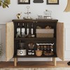Natural Storage Cabinet, Sideboard Storage Cabinet with 2 Doors & Adjustable Shelf, Dark Brown Accent Cabinet for Hallway - 2 of 4