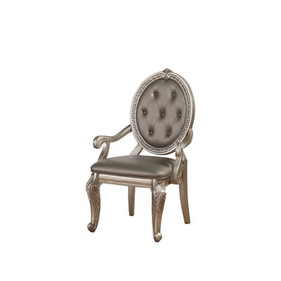 Northville 24" Gray Faux Leather and Wood Antique Arm Chair