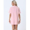 cheibear Women's Notched Collar Button Down Pajama Shirt Dress with Pocket - 3 of 4