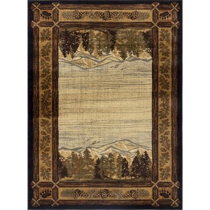 Okak Vintage Entryway Rug with Landscape Pattam, Kid & Pet Friendly Door Rug, Fluffy Rug with Low Pile Suitable for Entryway and Foyer, Black - 1 of 4