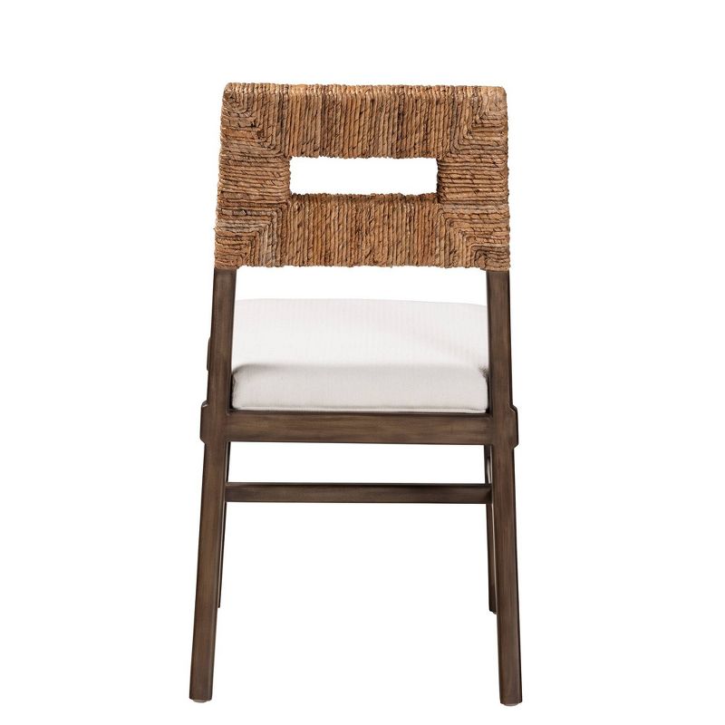 Porsha Mahogany Wood and Natural Rattan Dining Chair White/Natural Brown/Walnut Brown - Baxton Studio: Bohemian Style, Fully Assembled, Fabric Cushion, 6 of 12