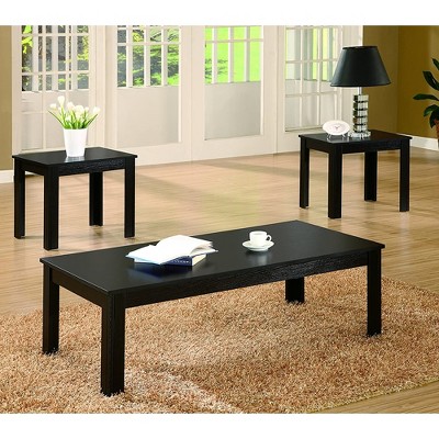 Coaster Home Furnishings 3 Piece Occasional Solid Wooden Indoor Rectangular Home Table Set with Coffee Table and 2 End Tables, Black