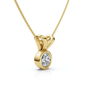 Pompeii3 Dainty Stackable Solitaire Bezel Diamond Pendant 14k Gold Lab Created EF/VS - 1 of 2