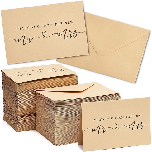 120 Count Wedding Thank You Cards With Kraft Paper Envelopes Bulk Mr Mrs Thank You Notes 4 X 6 Target