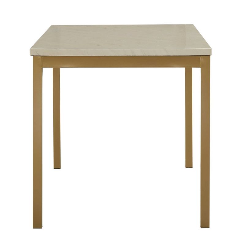 Devoe Faux Marble Top and Metal Base Dining Table White/Gold - Inspire Q, 6 of 8