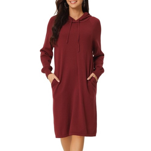 Women's Hoodie Dress - Casual Long Sleeve Pullover Sweatshirt Dress