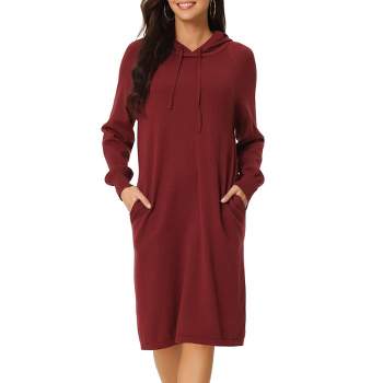 Seta T Womens' Casual Pullover Sweatshirt Long Sleeve Hoodie Dress with Pockets