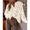 Coolmee Women's Dressy Casual Lace Blouse Long Sleeve Button Up Shirts Tops Spring Fall  Clothes - 3 of 3