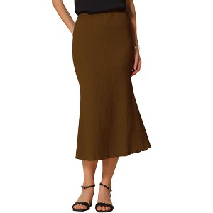 INSPIRE CHIC Women's Texture Stretchy Bodycon Mermaid Fishtail Lettuce Hem Elastic High Waist Maxi Skirts - 1 of 4
