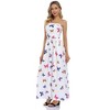 Women Strapless Floral Print Bohemian Boho Maxi Dress Casual Off Shoulder Beach Party Dress with Pockets - 4 of 4