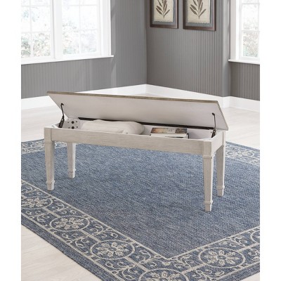 Skempton Two-Tone Transitional Storage Bench, 48" White & Light Brown