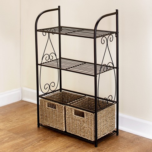 bathroom storage basket shelves