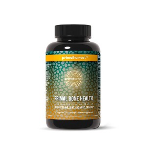 Primal Bone Complex Bone & Joint Support Supplement, Calcium, Magnesium, Vitamin D3 & K2, Strength, Density & Mobility Support, 60 Capsules - 1 of 4