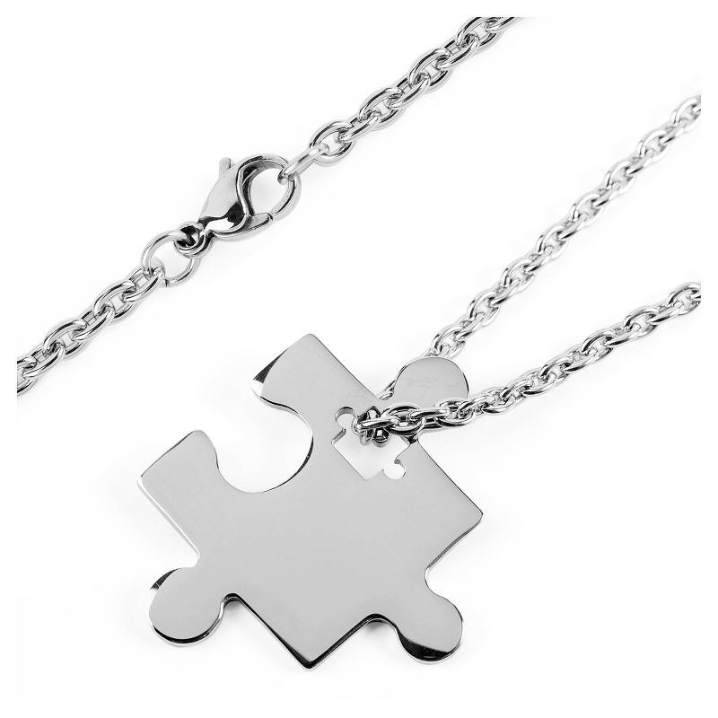 Women&#39;s West Coast Jewelry Stainless Steel Jigsaw Puzzle Piece Pendant Necklace, 2 of 4
