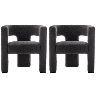 KINWELL 28" Wide Boucle Upholstered Square Armchair (Set of 2)
